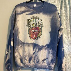 Women's Bleached Rolling Stones Graphic Sweatshirt MEDIUM Jerzees Brand